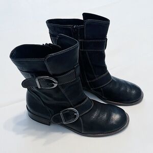 Paul Green Women's Black Leather Moto Boots